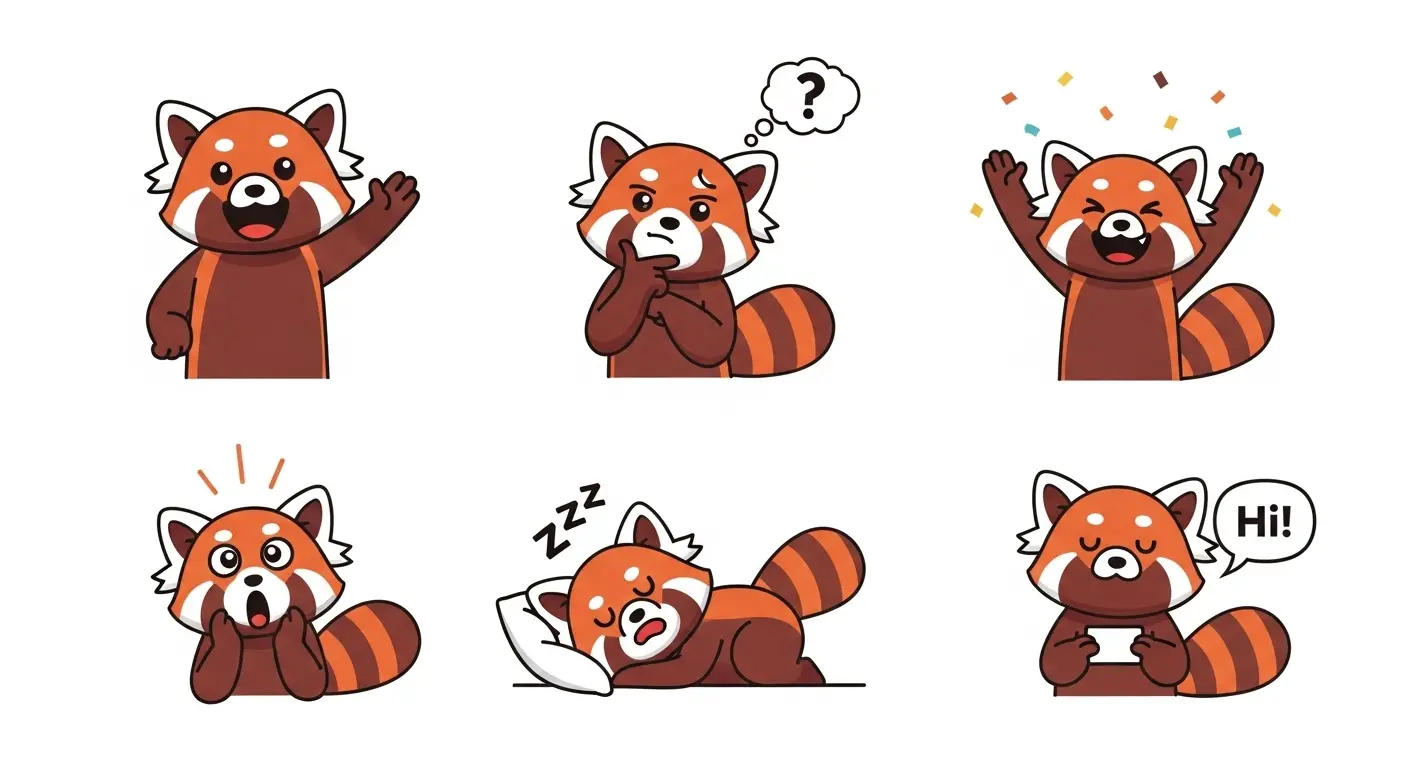 Mascote em diversas poses e expressões